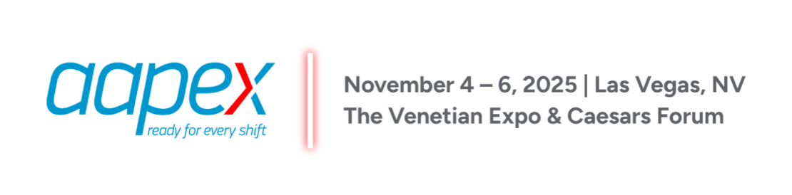 AAPEX logo with tagline that says, ready for every shift. Details like November 4 to 6, 2025, Las Vegas, NV, and The Venetian Expo & Caesars Forum also displayed.