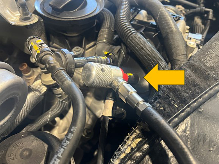 Adaptor in intake port on Audi 3.0L Twin-turbocharged GDI engine