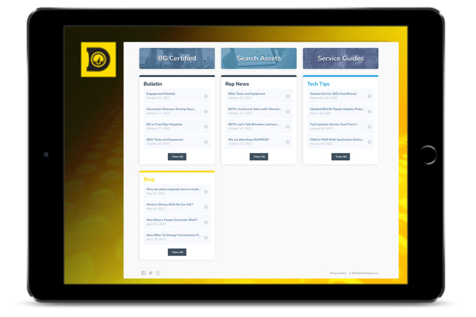 BG Dashboard BG Products, Inc.