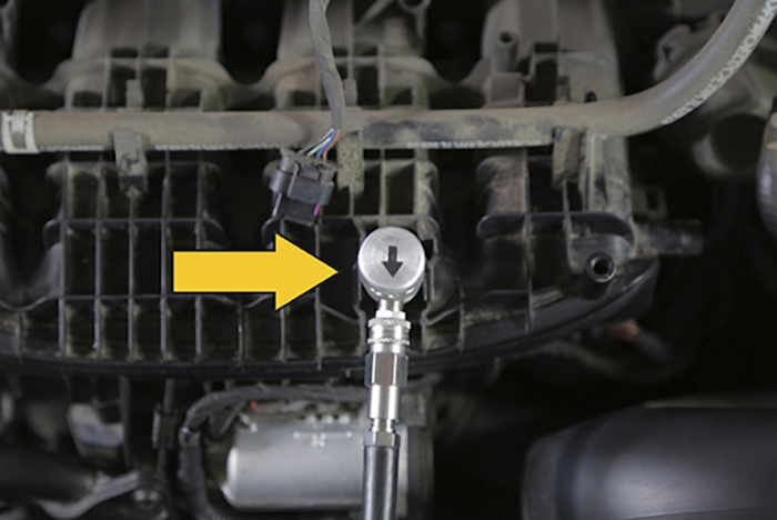 Porsche 2.0L Turbo engine with the AE04 adaptor attached to MAP sensor port