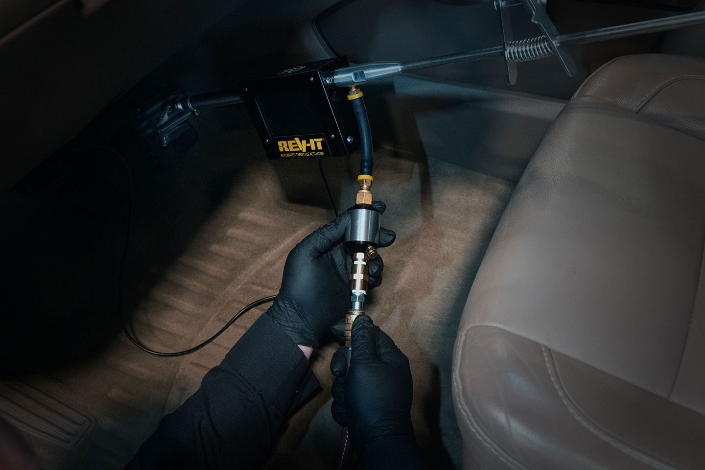 Connecting shop air to the Rev-It control box.