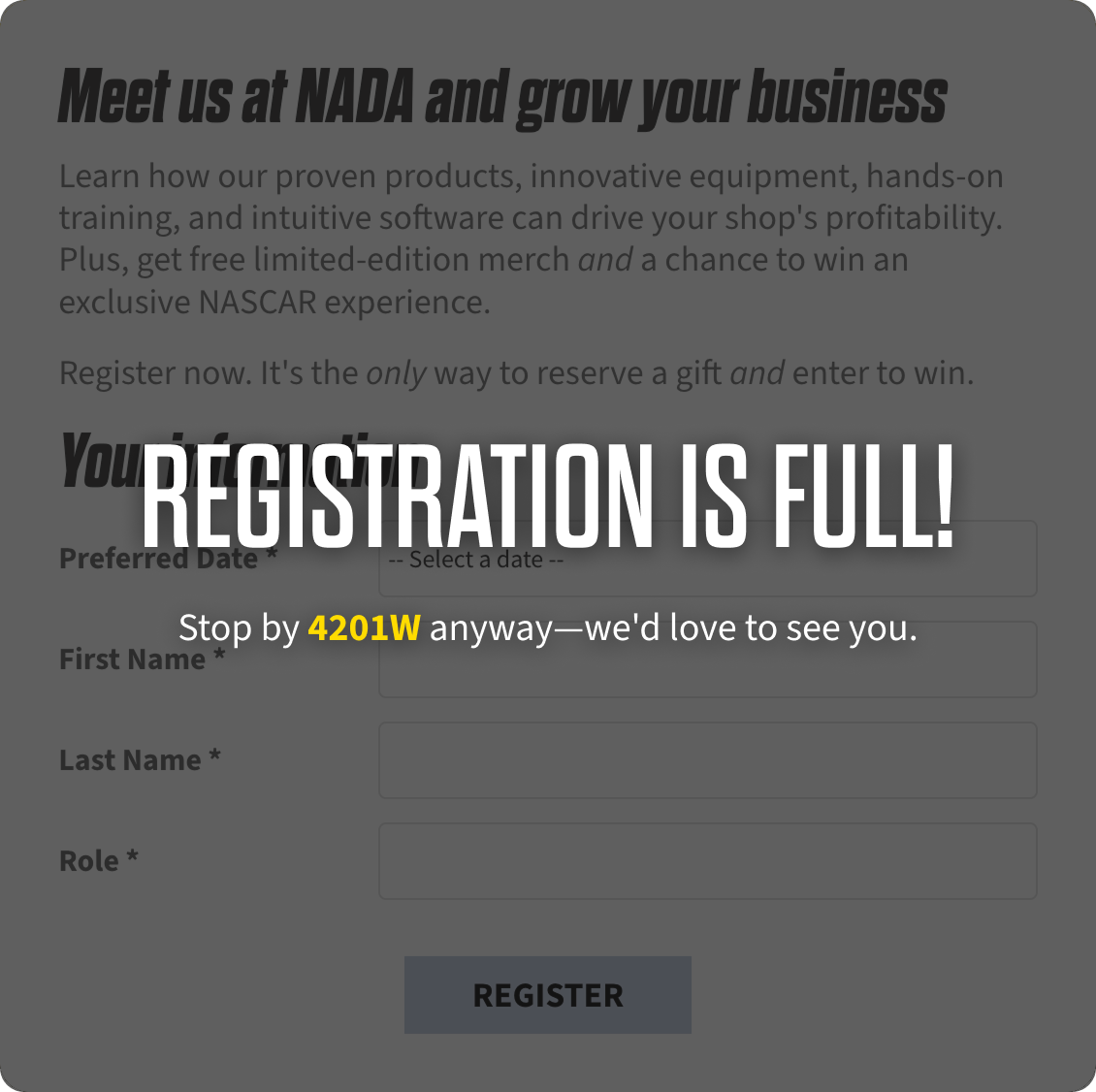 Form closed for new entries - See you at NADA